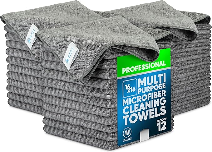 MW Pro Microfiber Cleaning Cloth | Gray | 36 Pack | 16” x 16” | All Purpose by MicrofiberWholesale