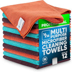MW Pro Microfiber Cleaning Cloth | Coral, Plum | 12 Pack | 16” x 16” | All by MicrofiberWholesale