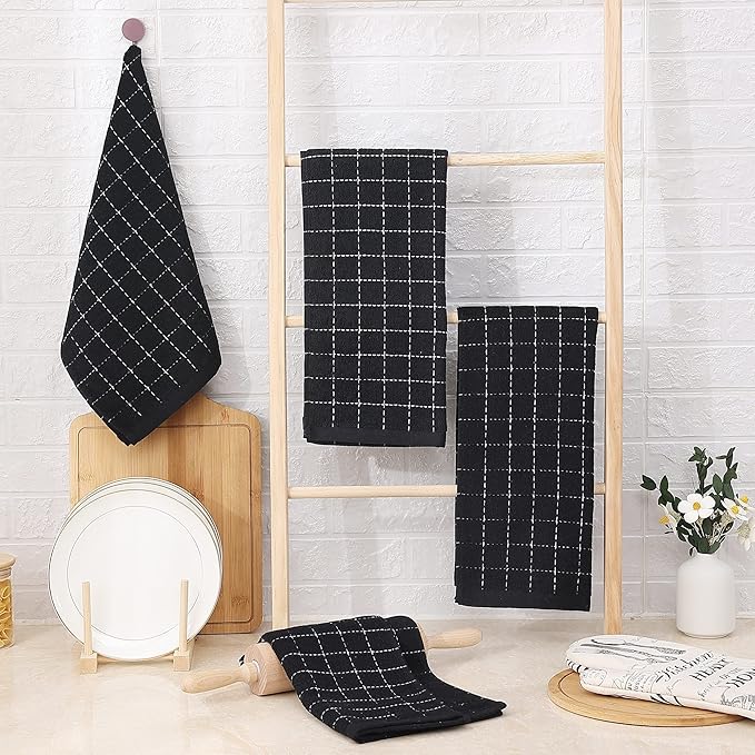 Homaxy 100% Cotton Terry Kitchen Towels, Checkered Designed, Soft and Super - Image 7
