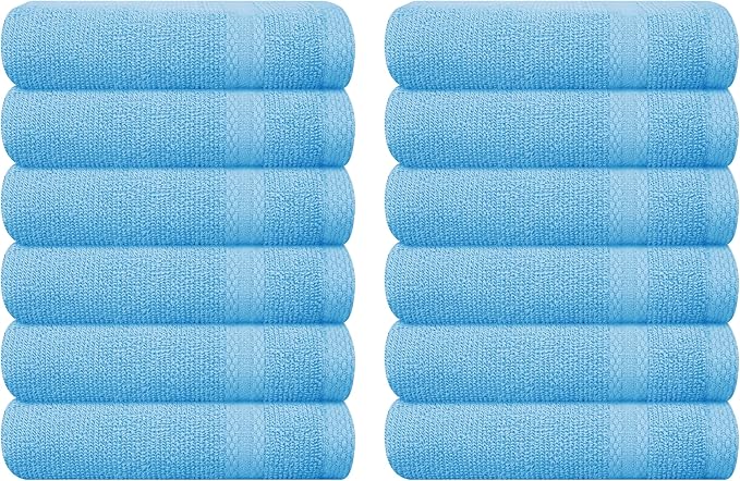 GLAMBURG Ultra Soft 12-Piece Washcloths Set 13x13-100% Ringspun Cotton by GLAMBURG