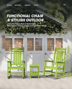 KINGYES HDPE Rocking Chairs Outdoor, Patio Rocking Chairs with 330lbs Support, Smooth Porch Rocker for Deck Lawn Yard, Pistachio Green - Image 5