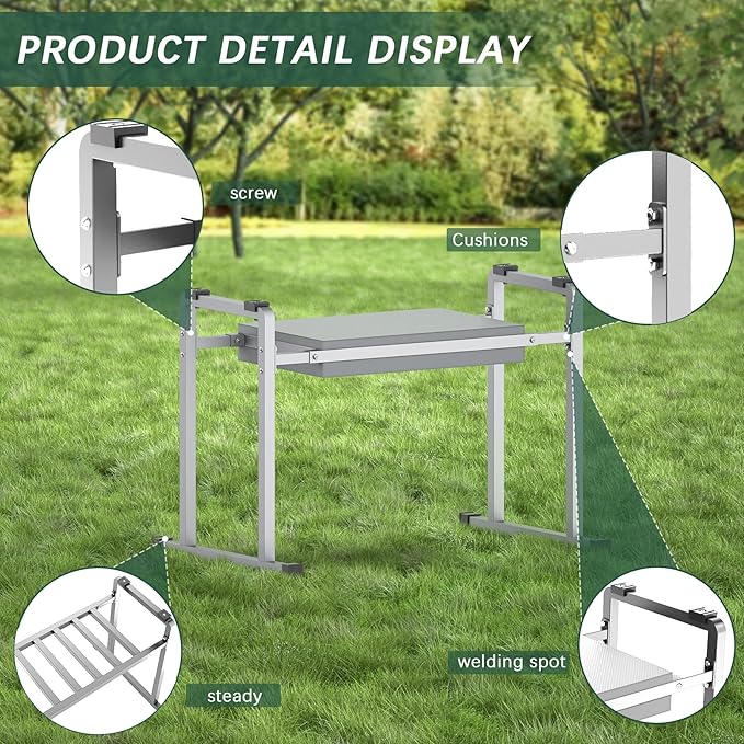 FLINTER Garden Kneelers Seat, Stable and Save Tip-Resistant Design 10.2" Wider Garden Kneeler and Seat with Handle, Heavy Duty Gardening Stool for Seniors, Gardening Weeding Bench for Parents - Gray - Image 7