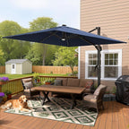 HOMSHADE 10 ft Square Cantilever Patio Umbrella with Base Included, Solar Lights Large Umbrella Outdoor Patio with 360°Rotation&Tilting, LED Lighted Offset Umbrellas w/Stand for Pool Deck - Image 9