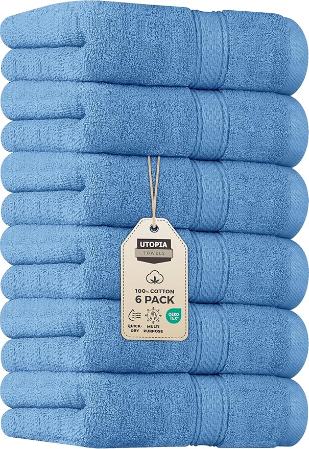 Utopia Towels 6 Pack Premium Hand Towels Set, 16 by 28 inches, 100% Ring Spun by UTOPIATOWELS