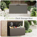 Outdoor Storage Box, Resin Deck Boxes Indoor and outdoor, Waterproof Storage Box Lockable Lid (Grey,70 Gallon) - Image 6