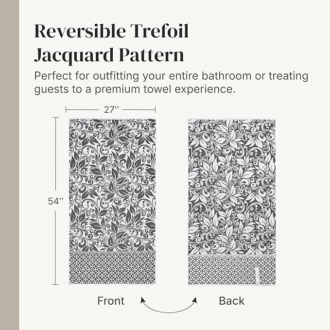 Modern Threads Trefoil Filigree 6-Piece 100% Cotton Towel Set – Reversible Yarn - Image 6