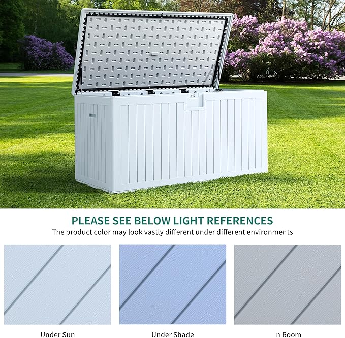 YITAHOME XXL 230 Gallon Large Deck Box,Outdoor Storage for Patio Furniture Cushions,Garden Tools with Flexible Divider,Waterproof,Lockable (White) - Image 3