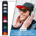 VAESIDA Hat Rack for Closet, 10 Shelf Hanging Hat Organizer for Baseball Caps - Image 3