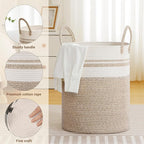 Tall Laundry Basket with Handles, 88L Portable Dirty Clothes Hamper, Boho - Image 3