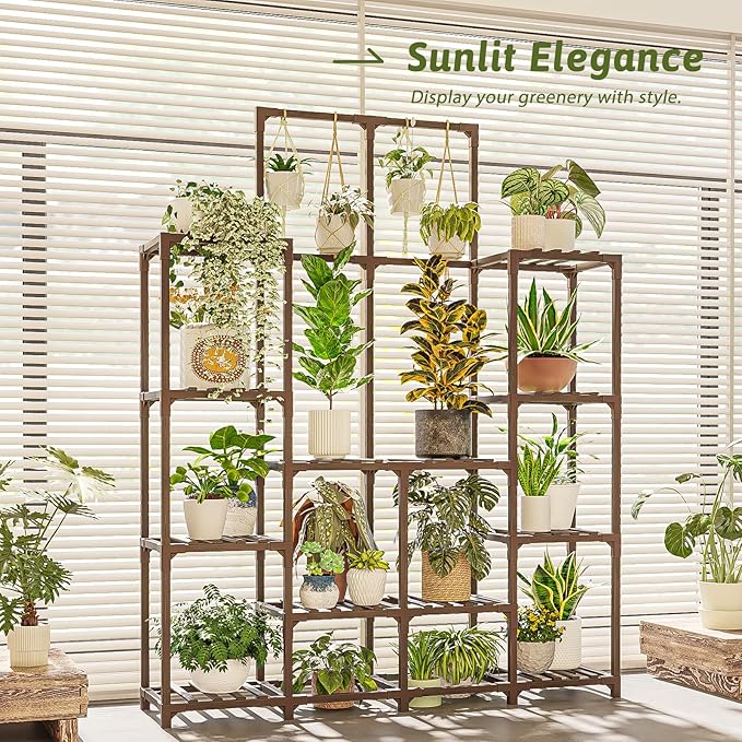 Plant Stand Indoor Outdoor 63" Tall Plant Shelf for Plants 12-Tier Large Plant Sheves for Living Room Heavy Duty Plant Rack Garden Balcony Patio Hanging Planter - Image 6