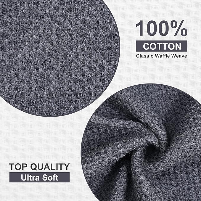 Homaxy 100% Cotton Waffle Weave Kitchen Towels, 13 x 28 Inches Super Absorbent - Image 2