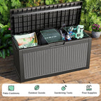 ROJIK Outdoor Storage Housing Deck Box,Waterproof Patio Furniture, Garden Tools, Cushions, Pool Accessories Storage Bench with Lockable Lid and Side Handles (Black,60 Gallon) - Image 6