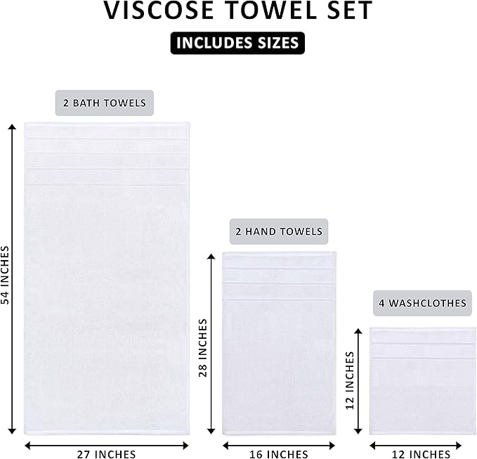 Utopia Towels 8 Piece Luxury Towel Set, 2 Bath, 2 Hand, and 4 Wash Cloths - Image 2