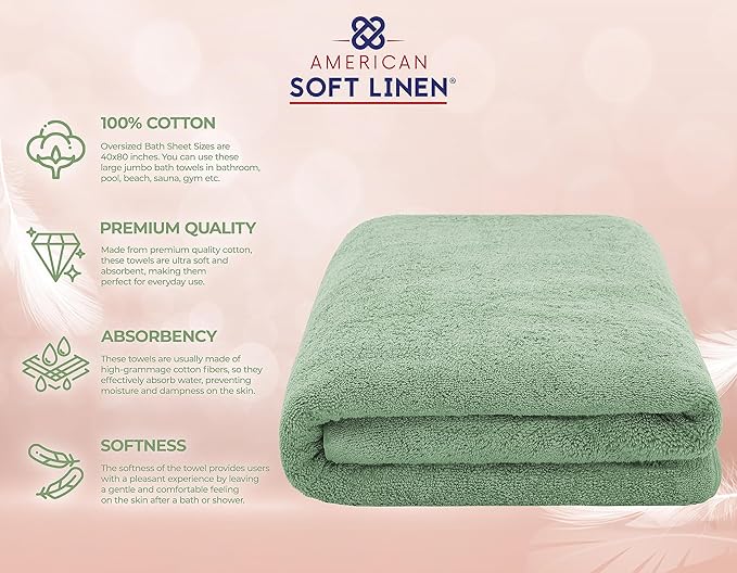American Soft Linen 100% Cotton 600 GSM Turkish 40x80 Oversized Bath Towel Sheet - Image 4