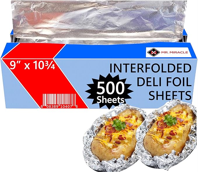 Box of 500 - Pre-Cut 9" Aluminum Foil Sheets - 9x10" Wide & Heat-Tolerant Deli - Image 9