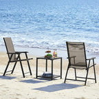 Yaheetech Patio Dining Chairs Set of 2, Portable Dining Chairs with Armrests for Camping, Lawn and Beach, Folding Patio Chairs 2-Pack of Metal Frame, Brown - Image 9