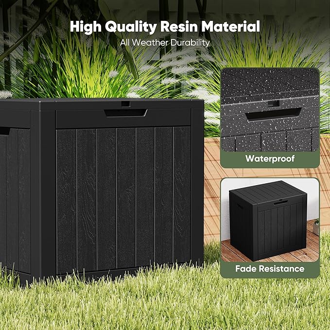 NEWBULIG 31 Gallon Deck Box, Weatherproof Resin Lockable Outdoor Storage for Secure Package Deliveries and Indoor Storage in Garden or Patio, Backyard - Image 2