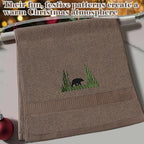 3 Pcs Farmhouse Cabin Bear Hand Towels Forest Moose Deer Embroidered Rustic - Image 3