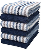 Premium Kitchen Towels | Large Cotton Kitchen Hand Towels | Popcorn Striped by BumbleTowels