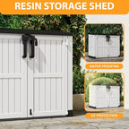 LHBcraft Outdoor Storage Cabinet 36 Cu Ft with Lockable Doors, Portable Horizontal Resin Storage Shed - Easy to Assemble, Waterproof Small Storage Shed with Floor - Image 3