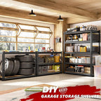 REIBII 2400LBS Storage Shelves 5 Tier Garage Shelving Heavy Duty Adjustable Garage Shelves, Utility Rack Shelf, Shelving Units for Storage Warehouse Pantry Closet, 35.5" W x 11.9" D x 72" H, Black - Image 6