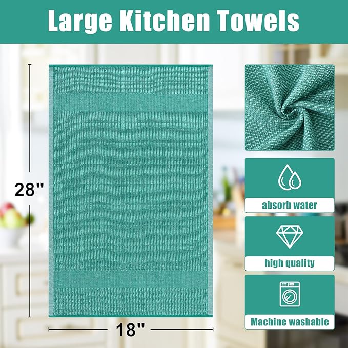 Homaxy Premium Kitchen Towels, Large Cotton Kitchen Hand Towels, Flat and Terry - Image 9