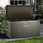 YITAHOME XXL 230 Gallon Large Deck Box,Outdoor Storage for Patio Furniture Cushions,Garden Tools with Flexible Divider,Waterproof,Lockable (Light Brown) - Image 4