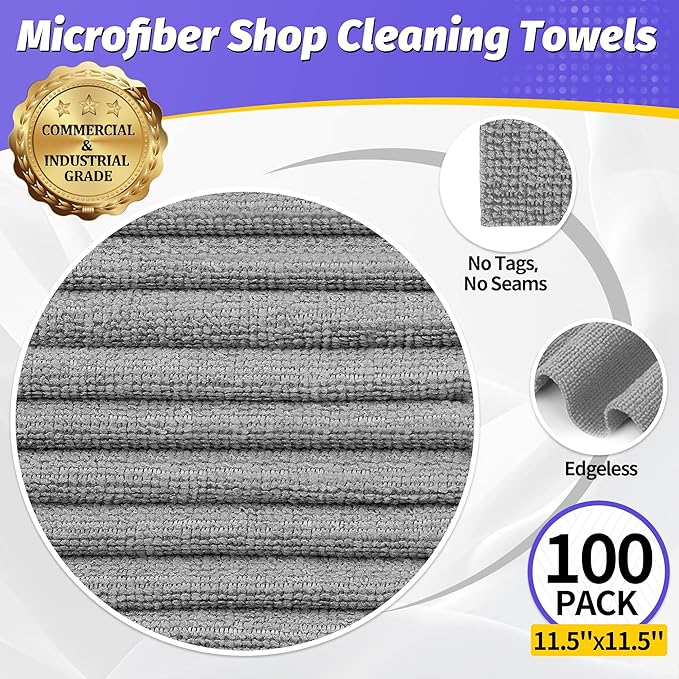 HOMERHYME Microfiber Cleaning Cloth, 100 Pack Cleaning Rags Microfiber Towel - Image 2