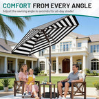 AreShark 7.5FT Patio Umbrella Table Market Umbrella with 6 Sturdy Ribs, Button Tilt/Crank, Heavy-Duty Outdoor Umbrellas for Pool, Deck, Garden and Backyard, Black & White Stripe - Image 3