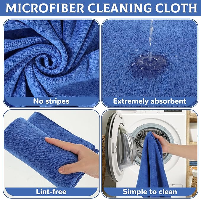 6 Pcs Extra Large Microfiber Cleaning Cloth Reusable Microfiber Towels Thick - Image 3