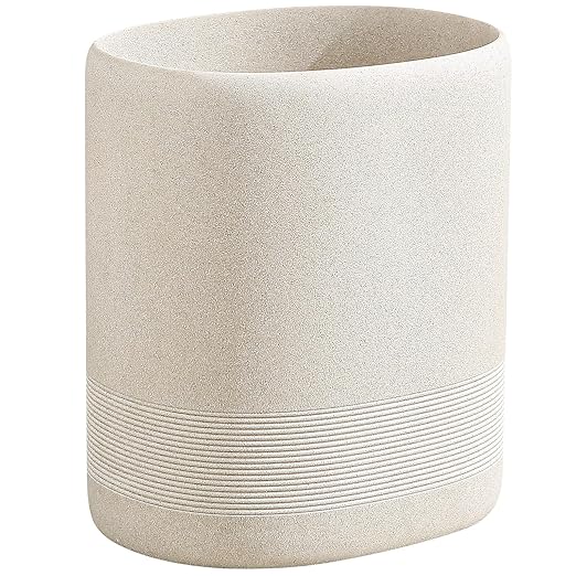 Trash Can, 1.6 Gallon Small Bathroom Trash Can, Simple Oval Stone Look Garbage by AdornMyHomeEnjoyMyLife
