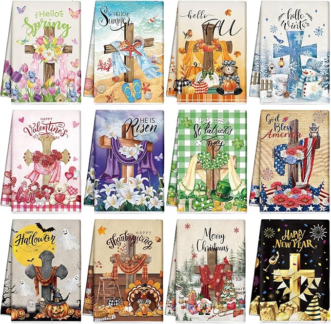 12 Pcs Seasonal Kitchen Towels Set by FuWeave