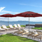 Yaheetech 3 Tier Patio Umbrella 10ft Vented Outdoor Large Market Table Umbrella with 8 Sturdy Ribs & 1.5" Umbrellla Pole, Double-layer Cloth & Push-button Tilting & Crank for Pool/Garden/Lawn Burgundy - Image 2