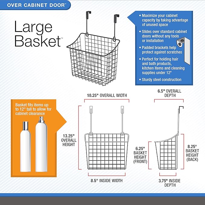 Spectrum Grid Over The Cabinet Wire Storage Basket Large - Image 8