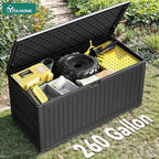 YITAHOME 260 Gallon Large Deck Box with Divider & Side Handles, Outdoor Double-Wall Storage for Patio Furniture Cushions, Garden Pool Accessories, Water Resistant & Lockable - Image 4