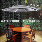 Blissun 9 ft Solar Umbrella 32 LED Lighted Patio Umbrella Table Market Umbrella with Tilt and Crank Outdoor Umbrella for Garden, Deck, Backyard, Pool and Beach (Black and White) - Image 5