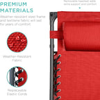 Best Choice Products Folding Zero Gravity Outdoor Recliner Patio Lounge Chair w/Adjustable Canopy Shade, Headrest, Side Accessory Tray, Textilene Mesh - Crimson Red - Image 6