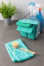 DII Cleaning Collection Multi-Purpose Microfiber, Teal Lattice, Dishtowel Set - Image 5
