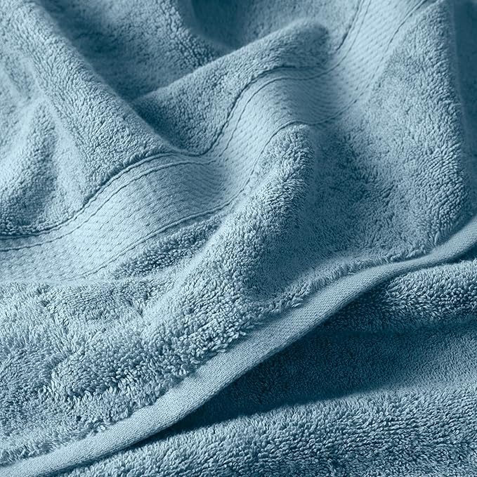 SUPERIOR Solid Egyptian Cotton Towel Set, Washcloths 13” x 13”, Hand Towels 20” - Image 4