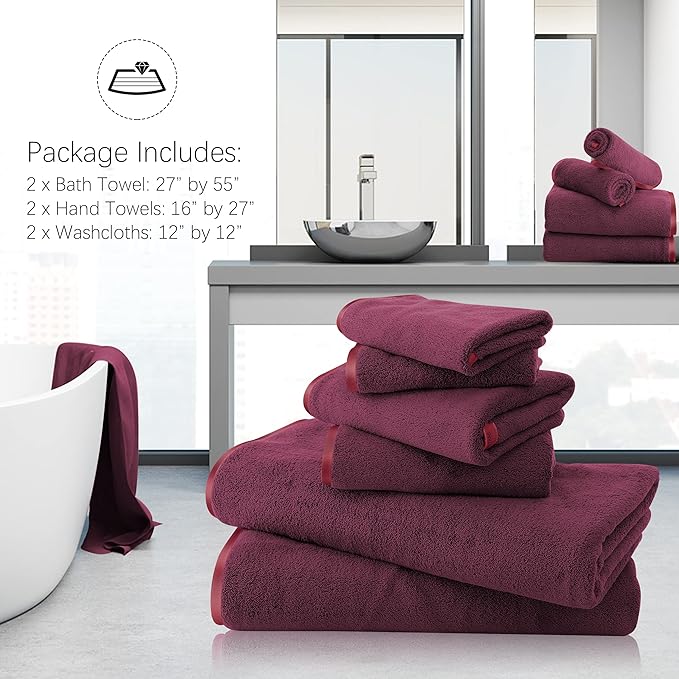 TENSTARS Microfiber Coral Velvet Luxury Silk Hemming Towel Set - Image 3