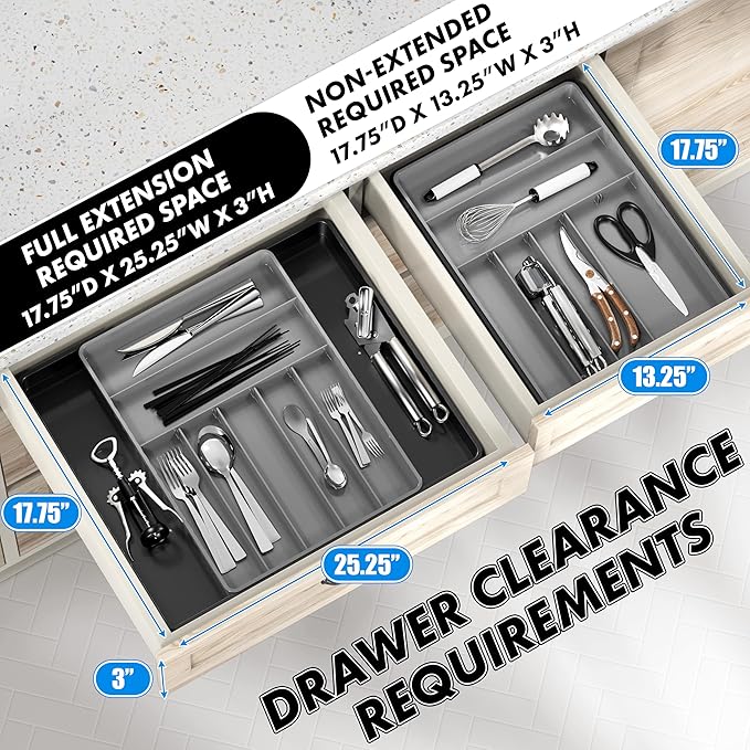 Simple Houseware Expandable Kitchen Drawer Flatware Organizer - Image 3