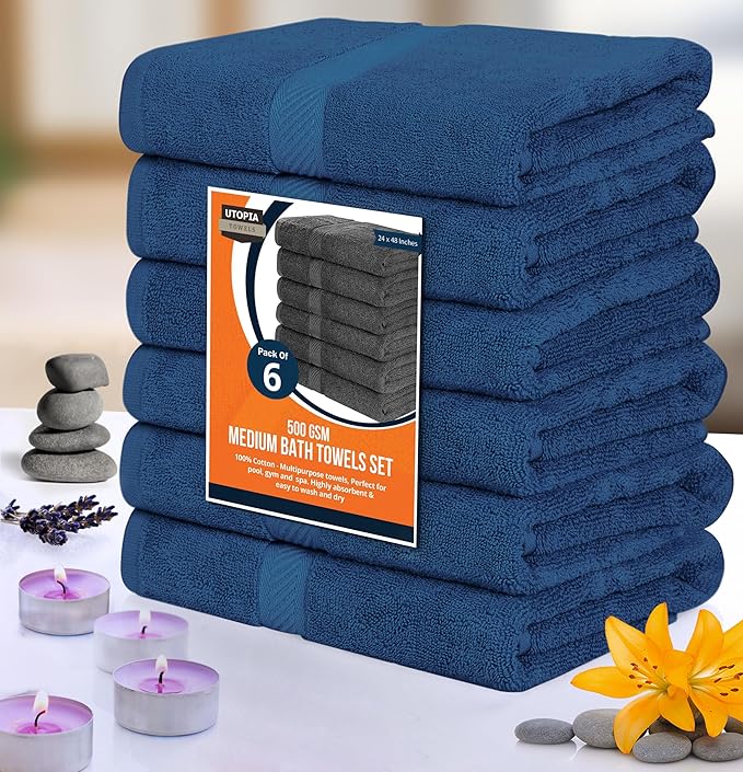 Utopia Towels 6 Pack Medium Bath Towel Set, 24 by 48 Inches, 500 GSM 100% Ring - Image 7