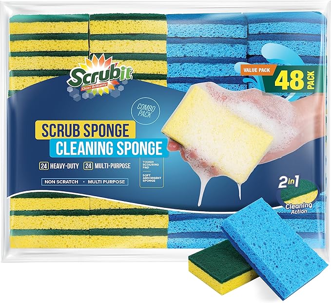 SCRUBIT 48 Pack Kitchen Sponges Dish Sponge by SCRUBIT