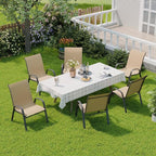 Patio Chairs Set of 6, Outdoor Dining Chairs Stackable for All Weather, Breathable Metal Modern Outside Furniture Chair for Pool Side, Garden, Backyard Deck, Brown - Image 4