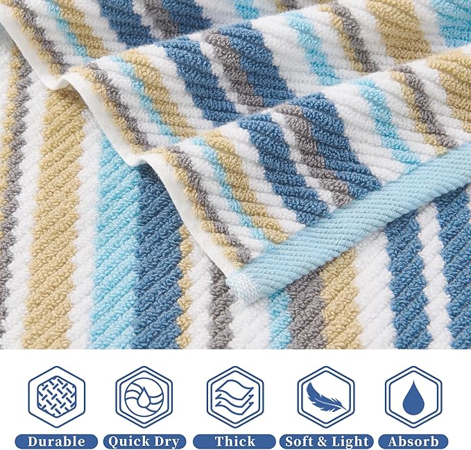 VOOVA & MOVAS Striped Wash Cloths Set, Luxury Towel Set - Image 4
