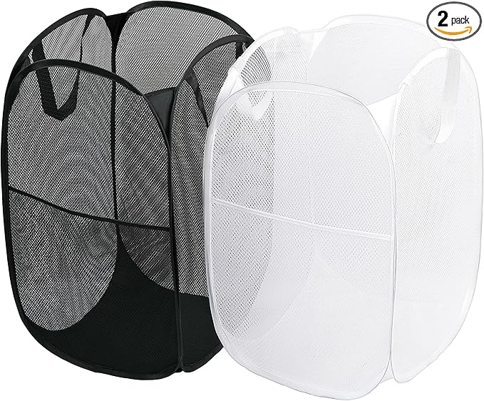 2 Pack Laundry Basket, Foldable Mesh Pop-up Laundry Hamper by LVXINLI