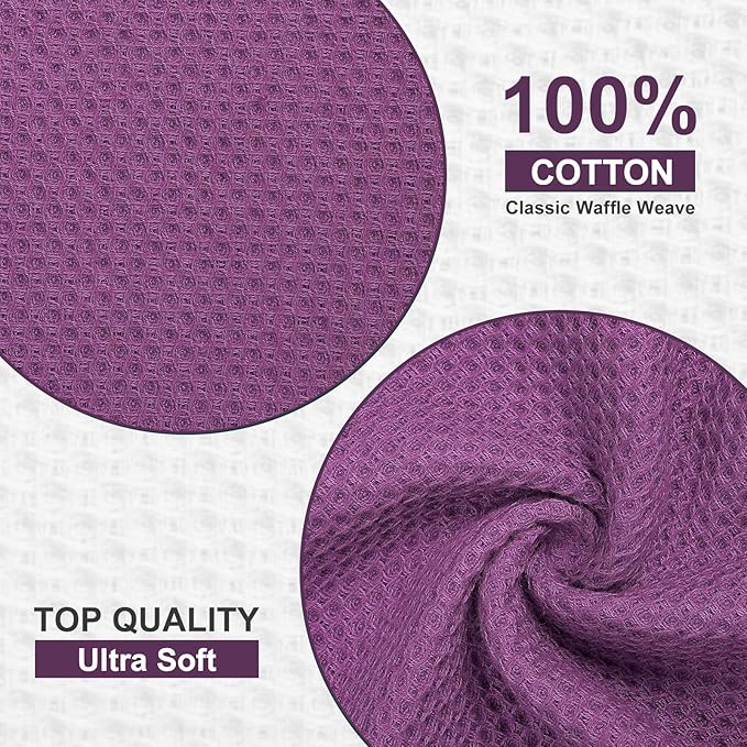Homaxy 100% Cotton Waffle Weave Kitchen Towels, 13 x 28 Inches Super Absorbent - Image 2