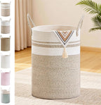 Tall Laundry Basket with Handles, 100L Portable Dirty Clothes Hamper, Boho by SunNewt