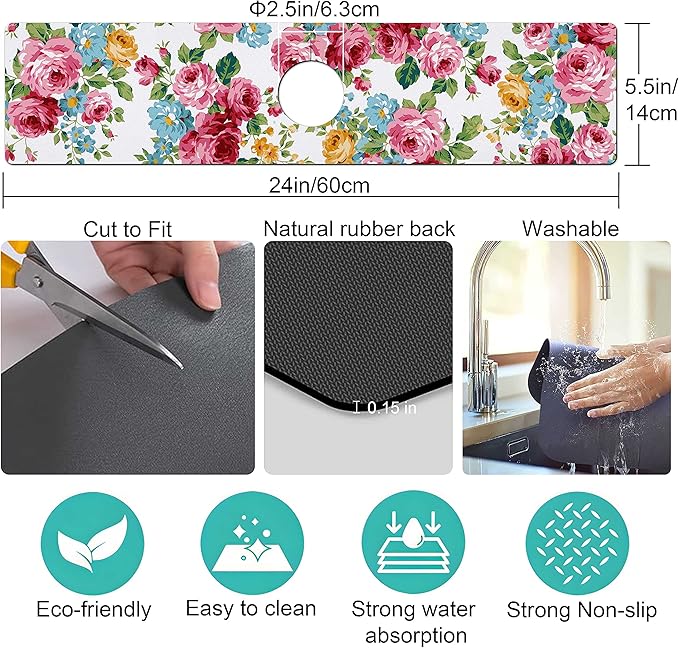 Kitchen Sink Splash Guard Faucet Mat Super Absorbent Fast Drying Mat Sink - Image 5