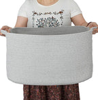 Large Rectangle Blankets Basket Living Room 22"x17"x12" Woven Cotton Rope by XUANGUO